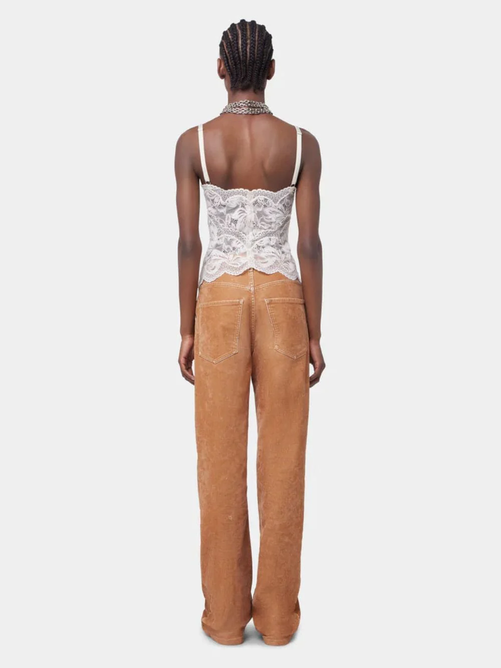 Ivory Lace Tank Top with Scalloped Edges - Image 3