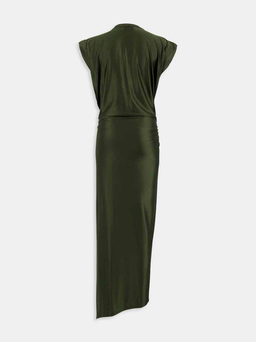 Khaki Draped Jersey Long Dress - Image 4