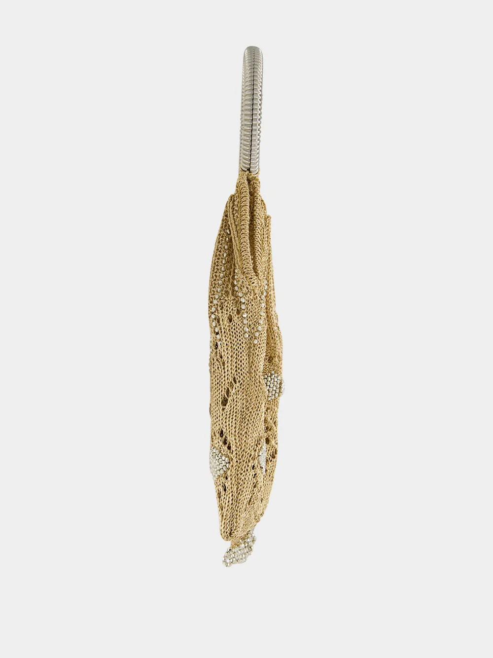 Light Gold Crochet Beaded Bag - Image 5
