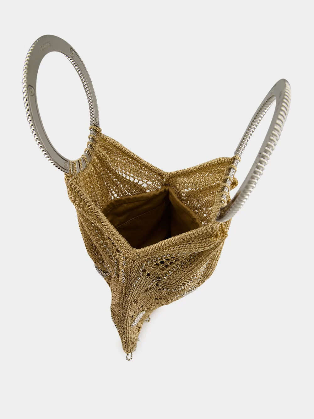 Light Gold Crochet Beaded Bag - Image 7