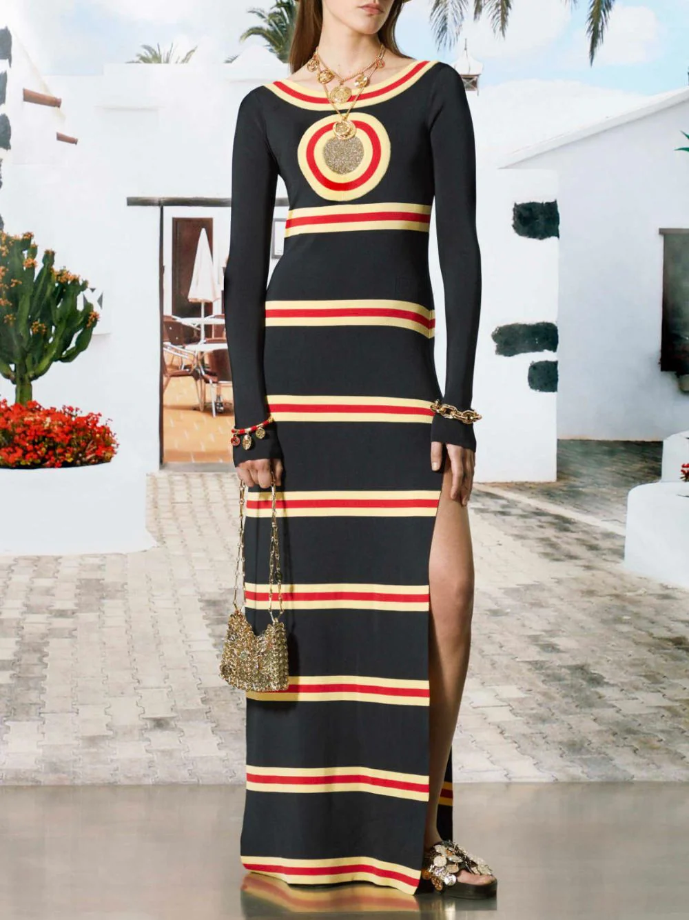 Long Dress with Geometrical Details - Image 4