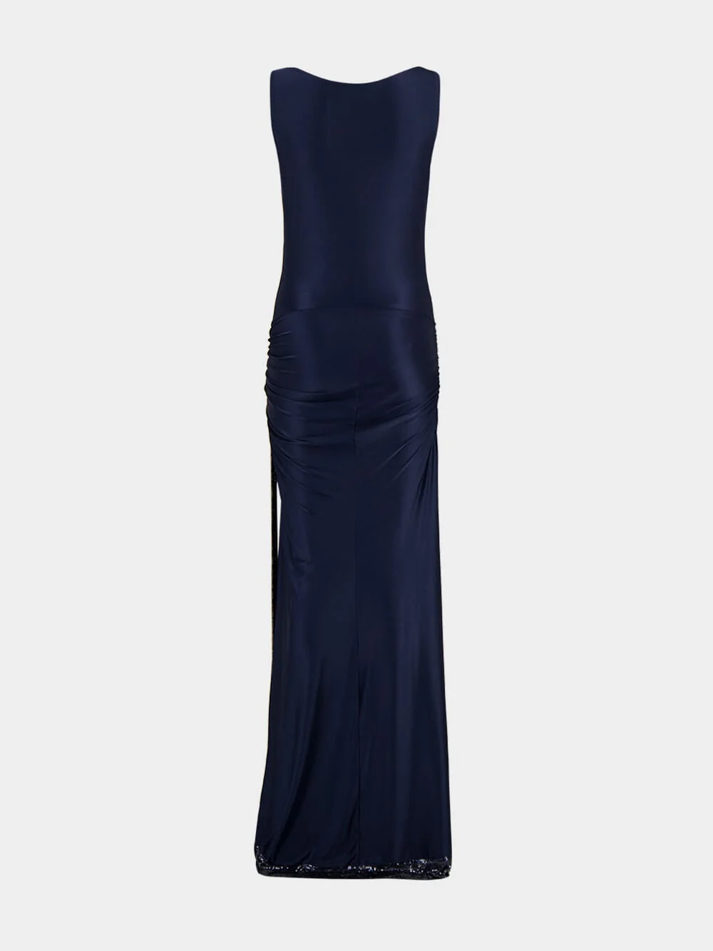 Viscose-Mesh Midnight Blue Long Dress - Image 4