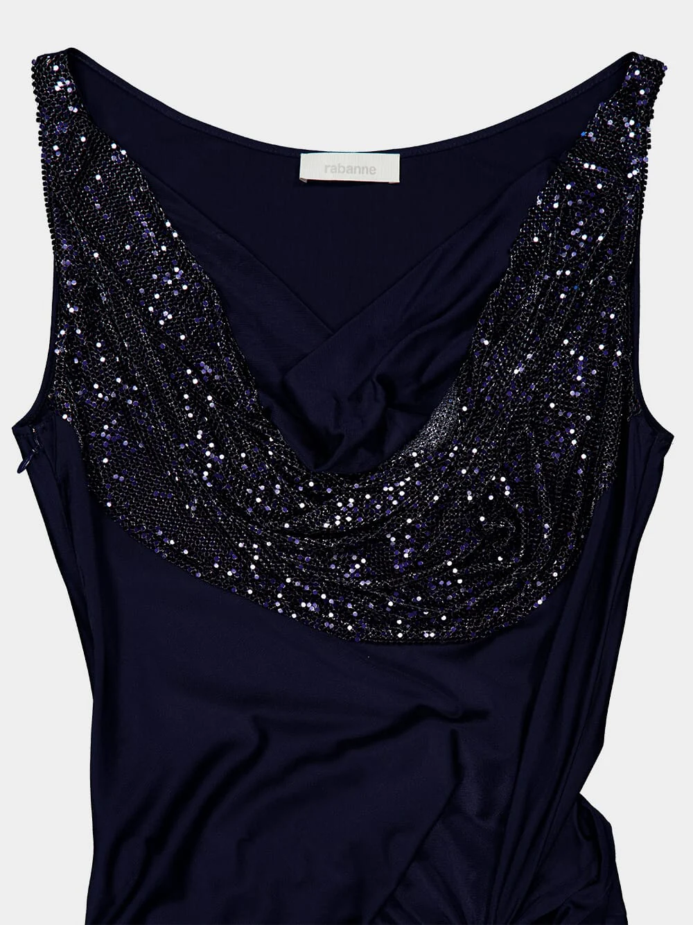 Viscose-Mesh Midnight Blue Long Dress - Image 5