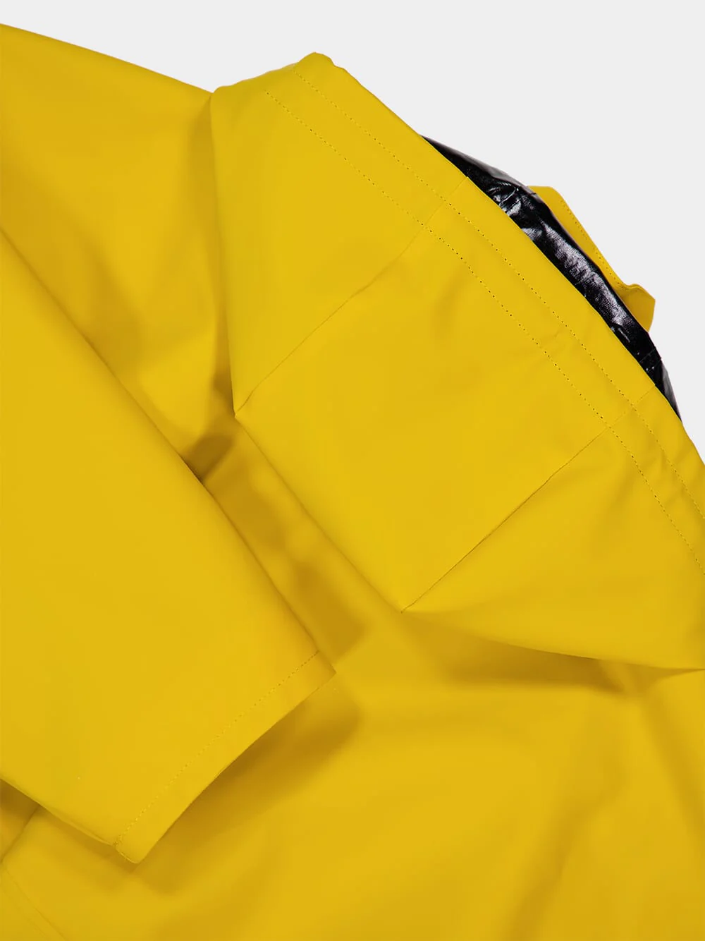 Mustard Yellow Zipped Hooded Raincoat with Waist String - Image 5