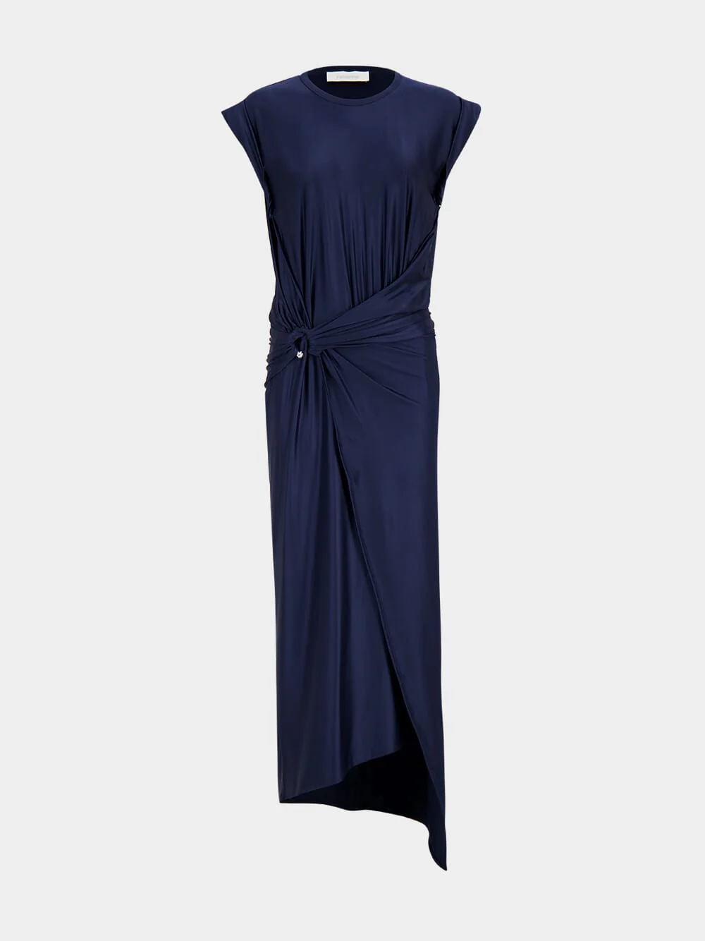 Navy Blue Jersey Midi Dress with Piercing - Image 2