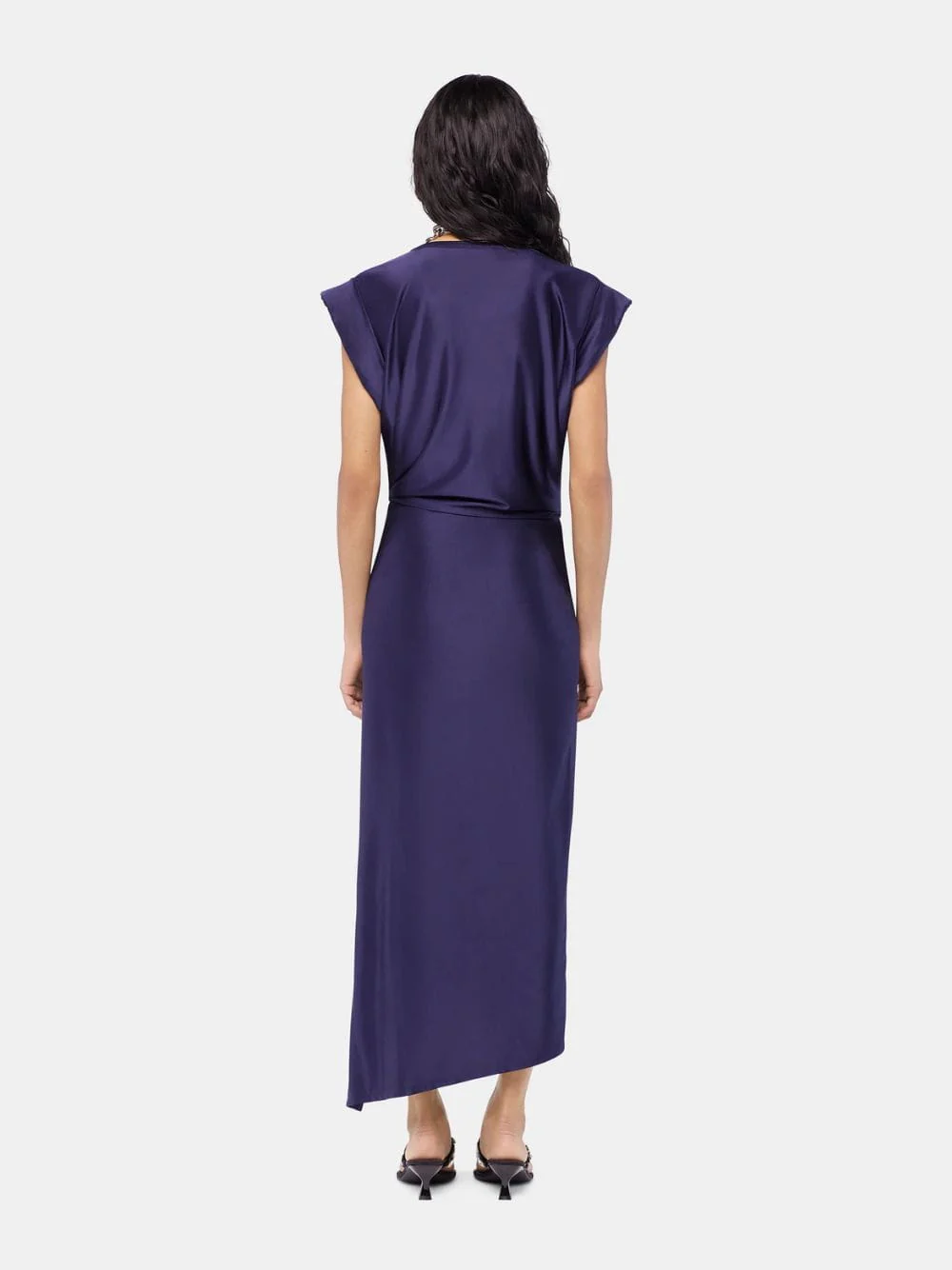 Navy Blue Jersey Midi Dress with Piercing - Image 3