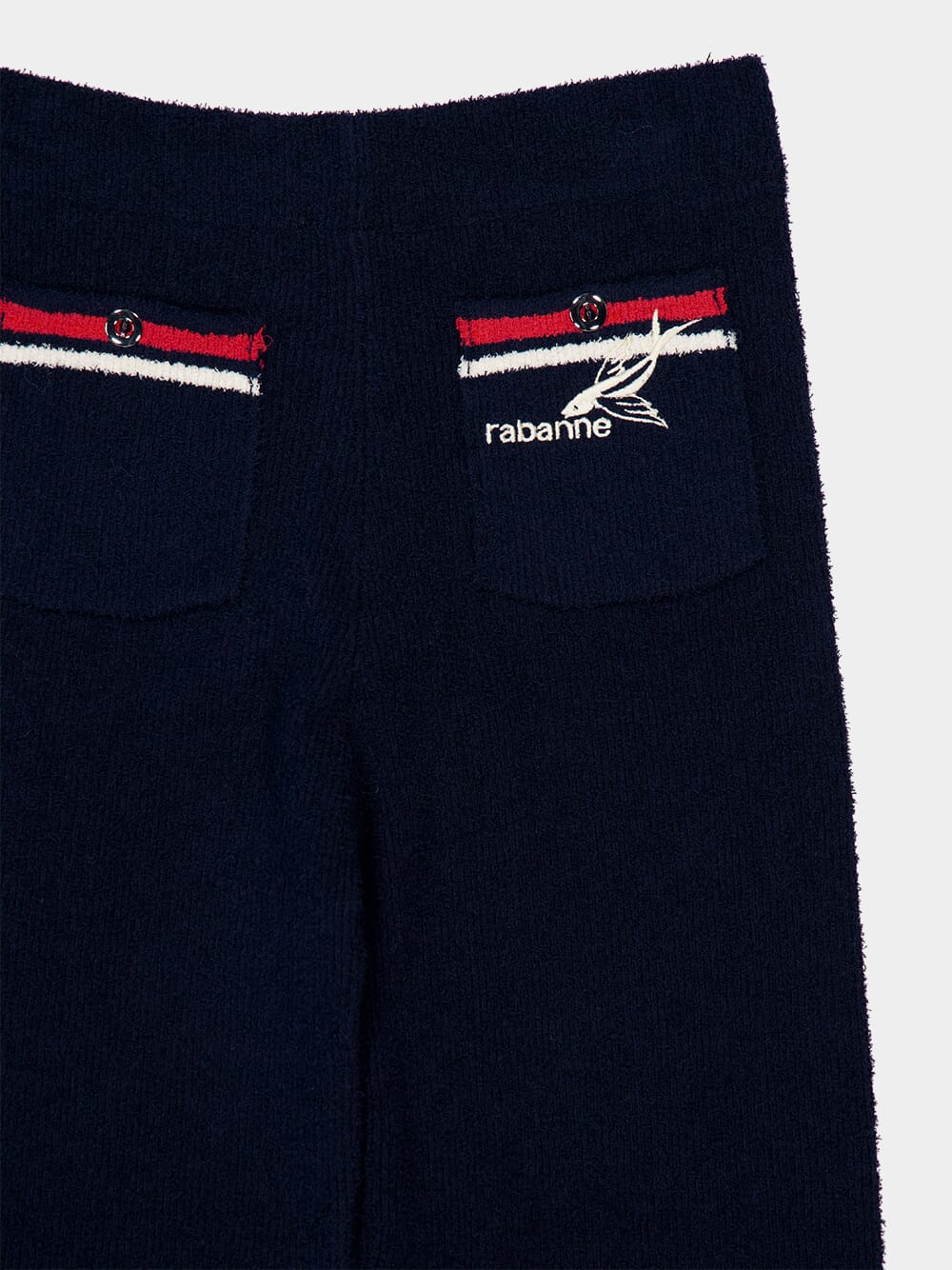 Navy Flare Terry Jersey Trousers - Image 5