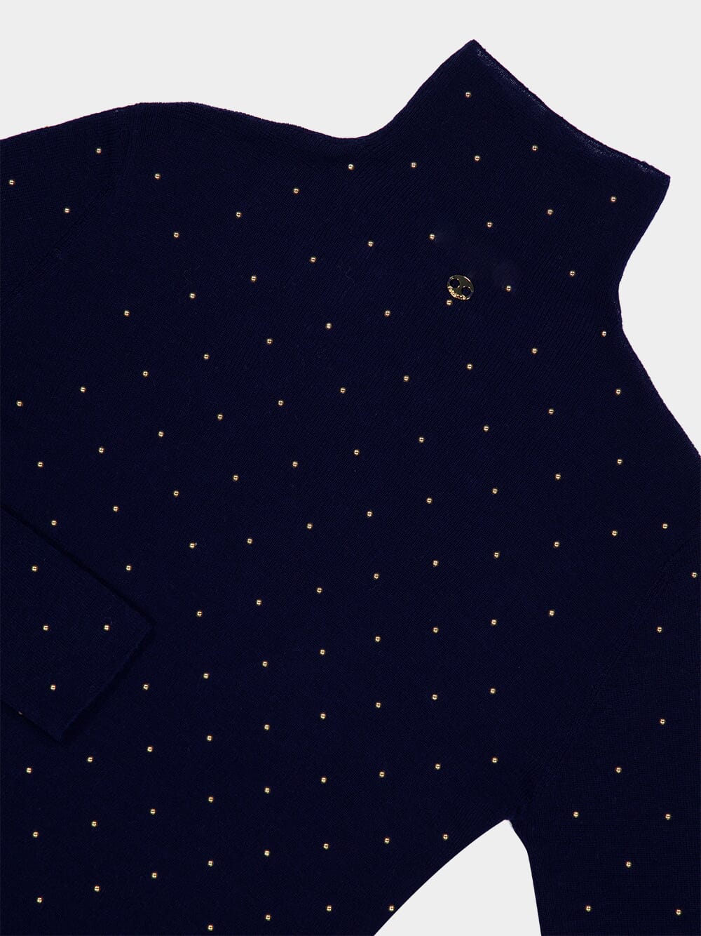 Navy Wool Second-Skin Turtleneck with Stud Details - Image 4