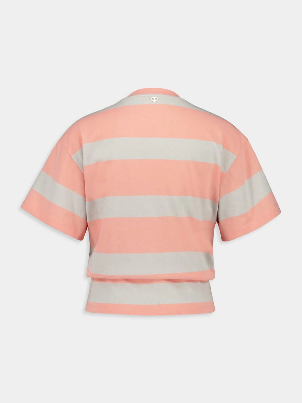 Peach & Grey Striped Cotton Piercing T-Shirt - Image 3