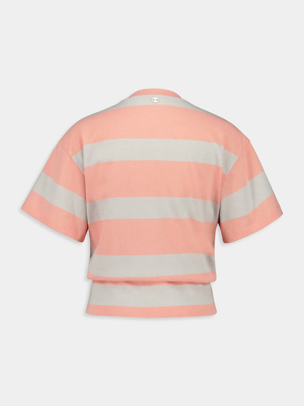 Peach & Grey Striped Cotton Piercing T-Shirt - Image 7