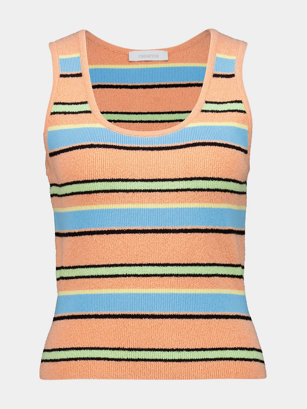 Peach Striped Terry Cotton Sleeveless Top