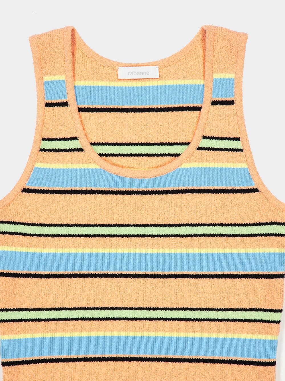 Peach Striped Terry Cotton Sleeveless Top - Image 3