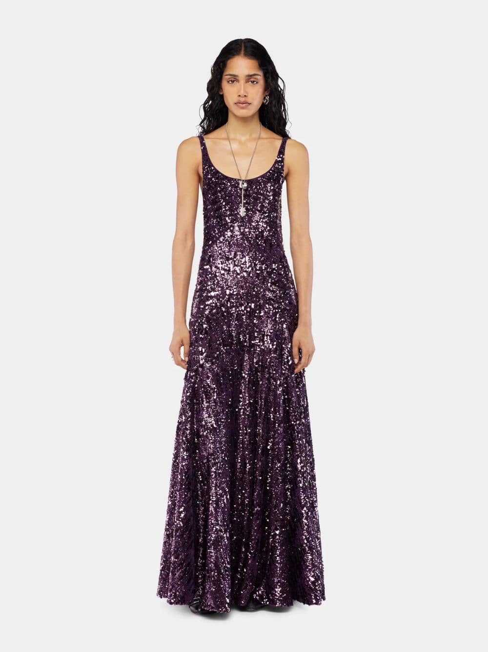 Plum Gown Sequin Dress