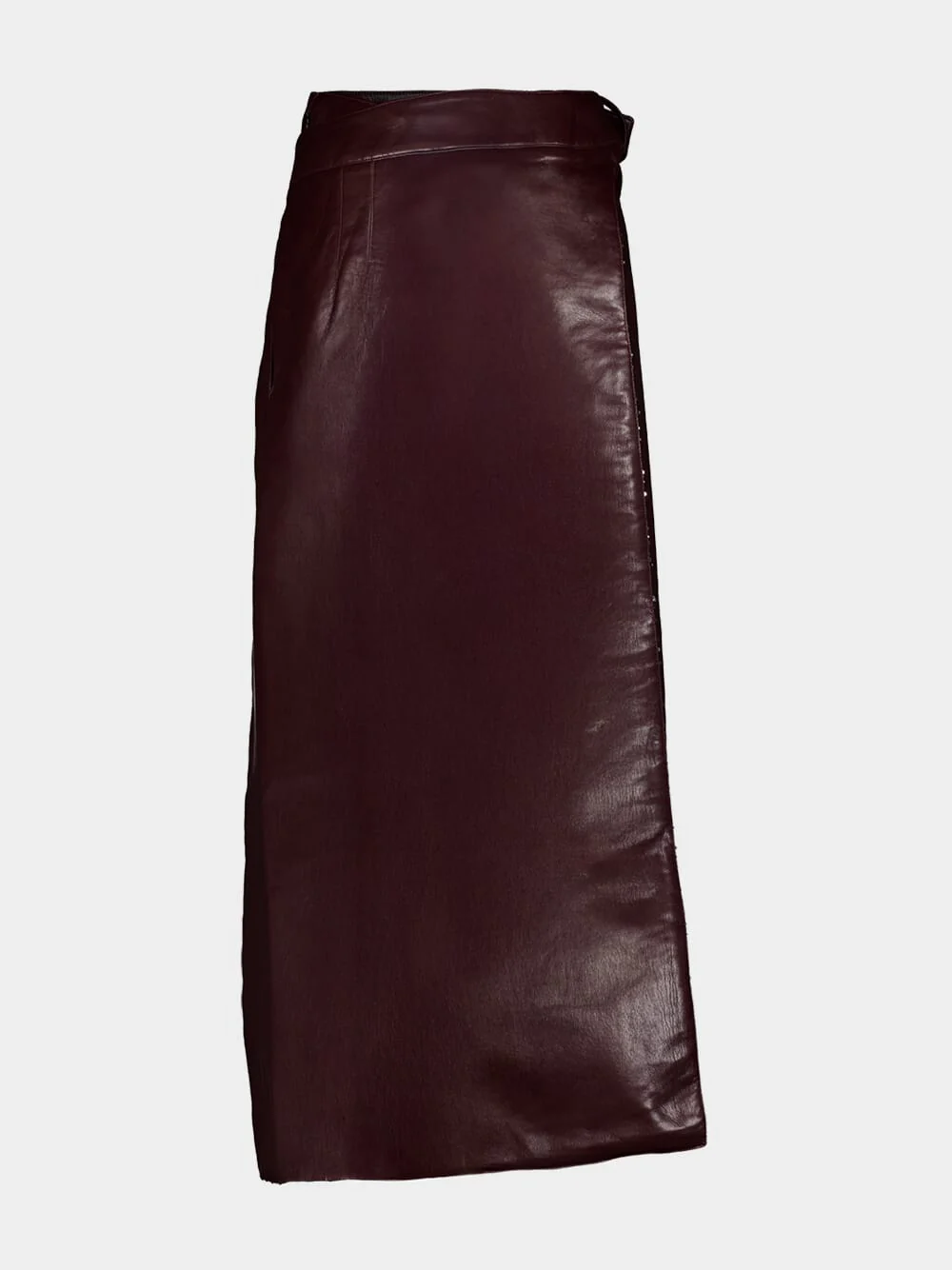Plum Vegan Leather Double Layer Midi Skirt - Image 4