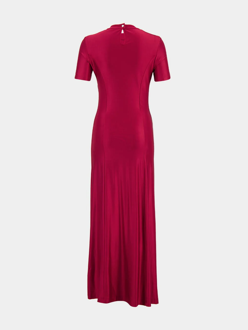 Red Draped Long Dress in Jersey - Image 2
