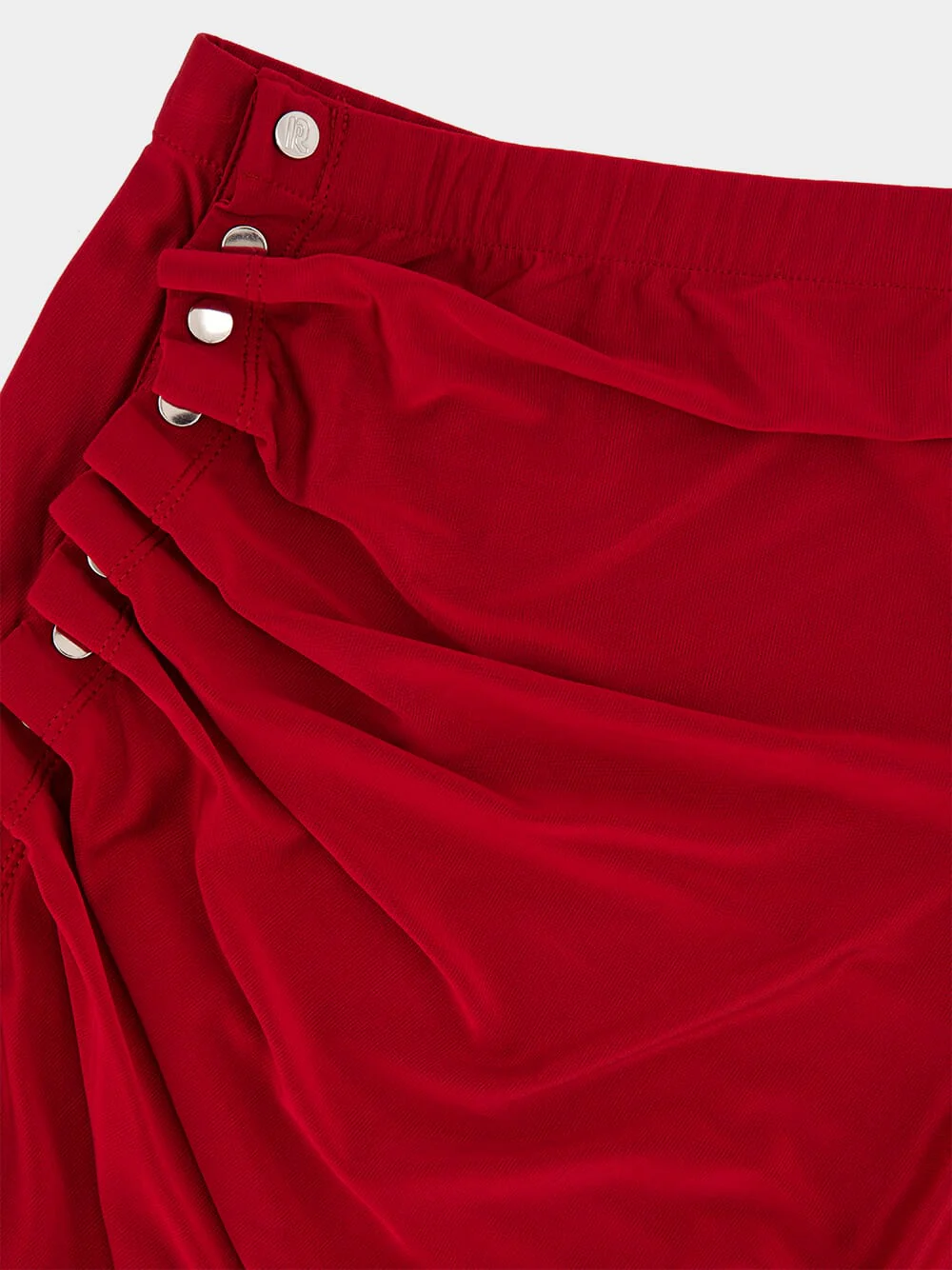 Red Draped Midi Skirt in Jersey - Image 3