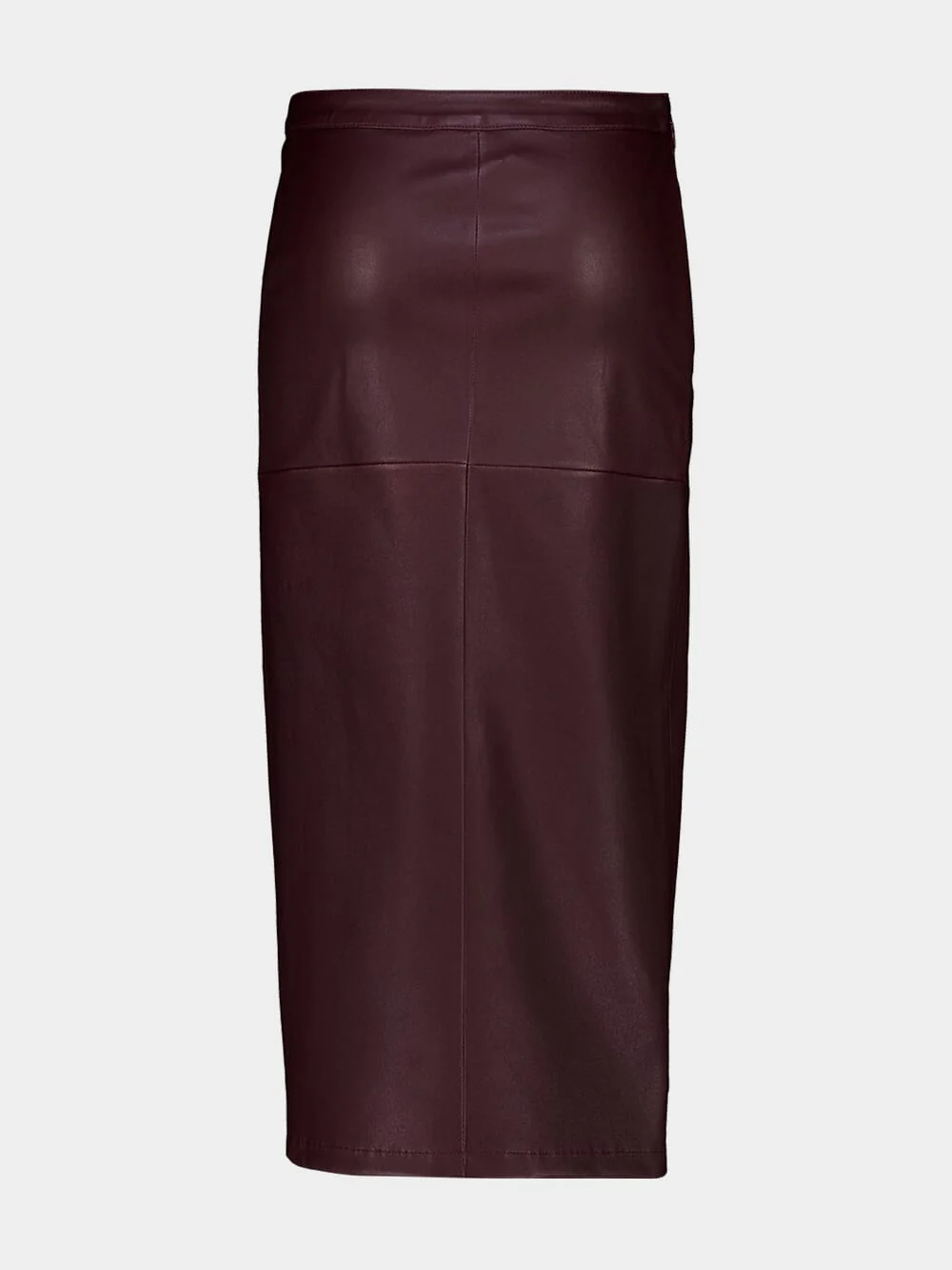 Red Wine Leather Midi Skirt - Image 2