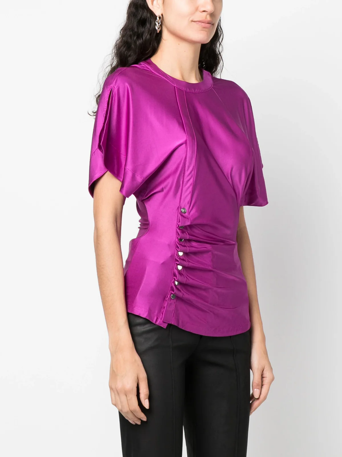 Ruched Satin-Jersey Top - Image 5