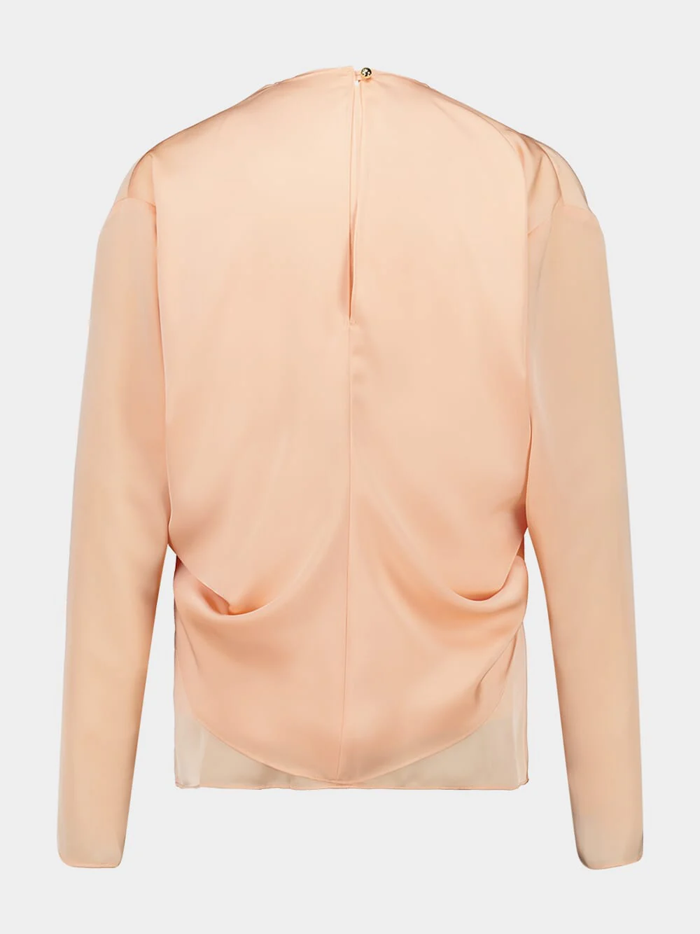 Salmon Pink Satin Long-Sleeve Blouse - Image 2
