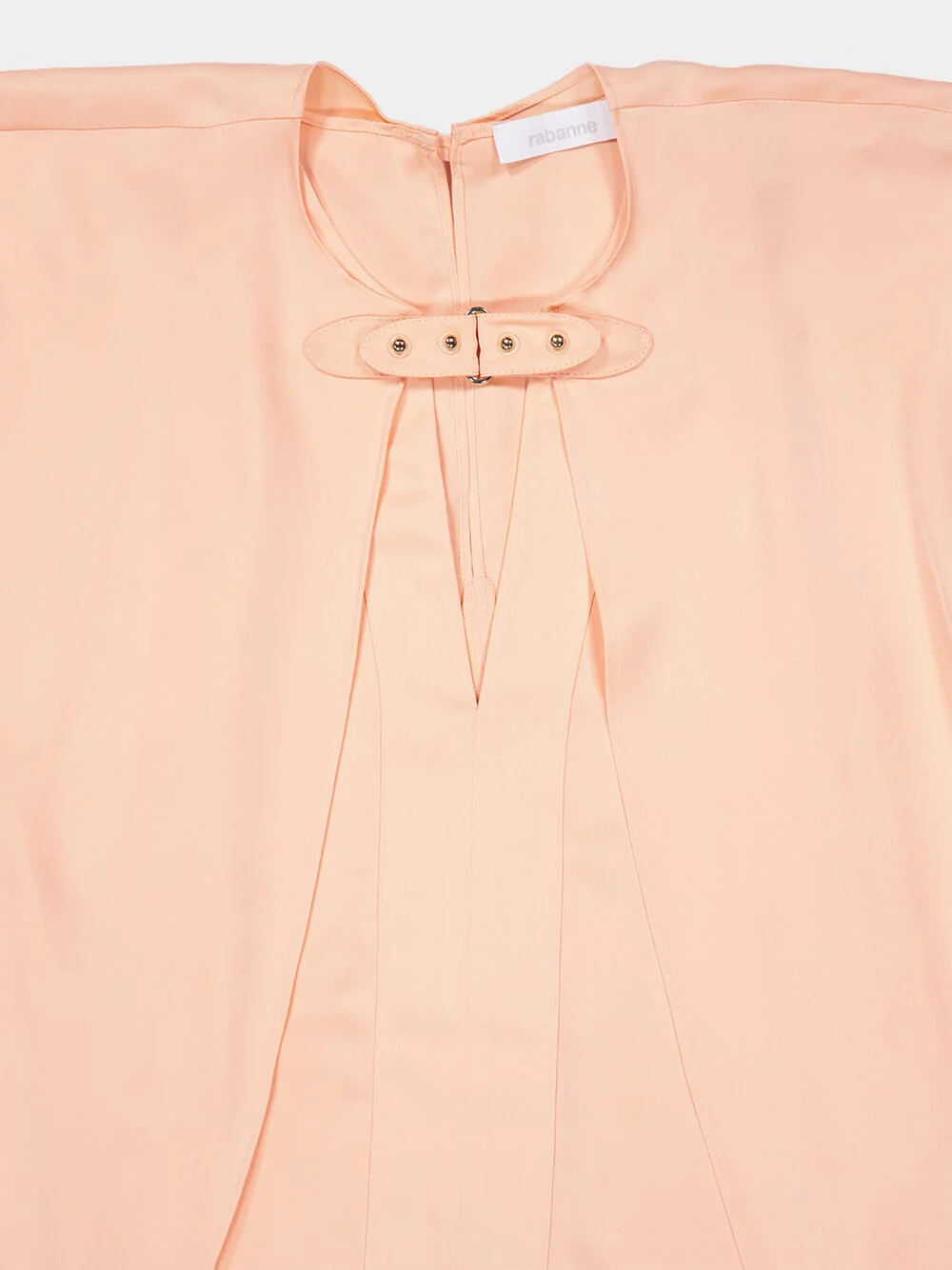 Salmon Pink Satin Long-Sleeve Blouse - Image 3