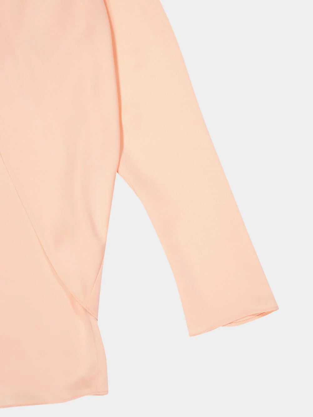 Salmon Pink Satin Long-Sleeve Blouse - Image 4
