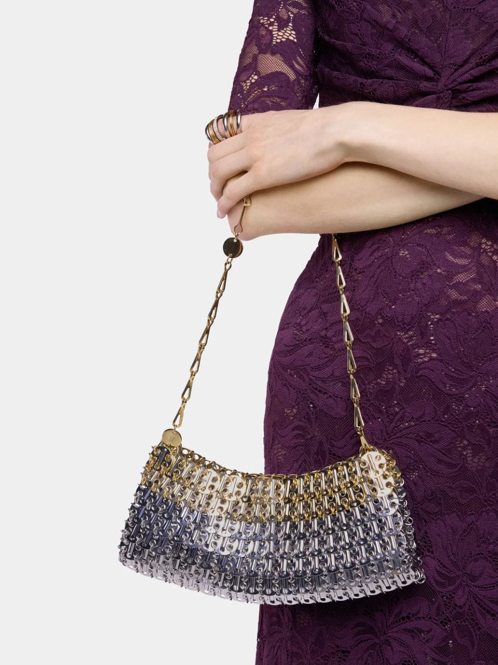 1969 Skyline Two-Tone Metal Clutch Bag