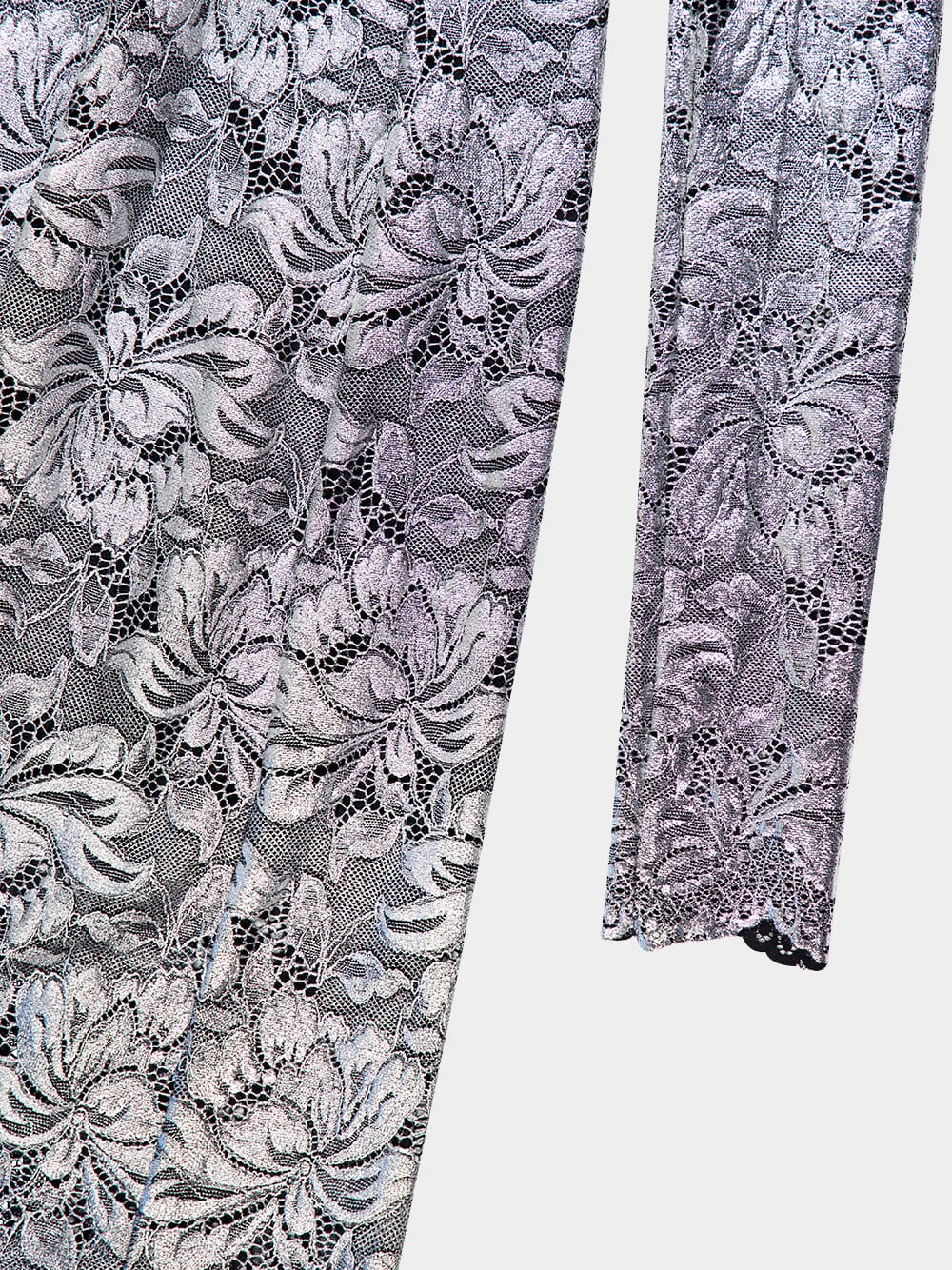 Silver Foil Lace Long Dress - Image 6