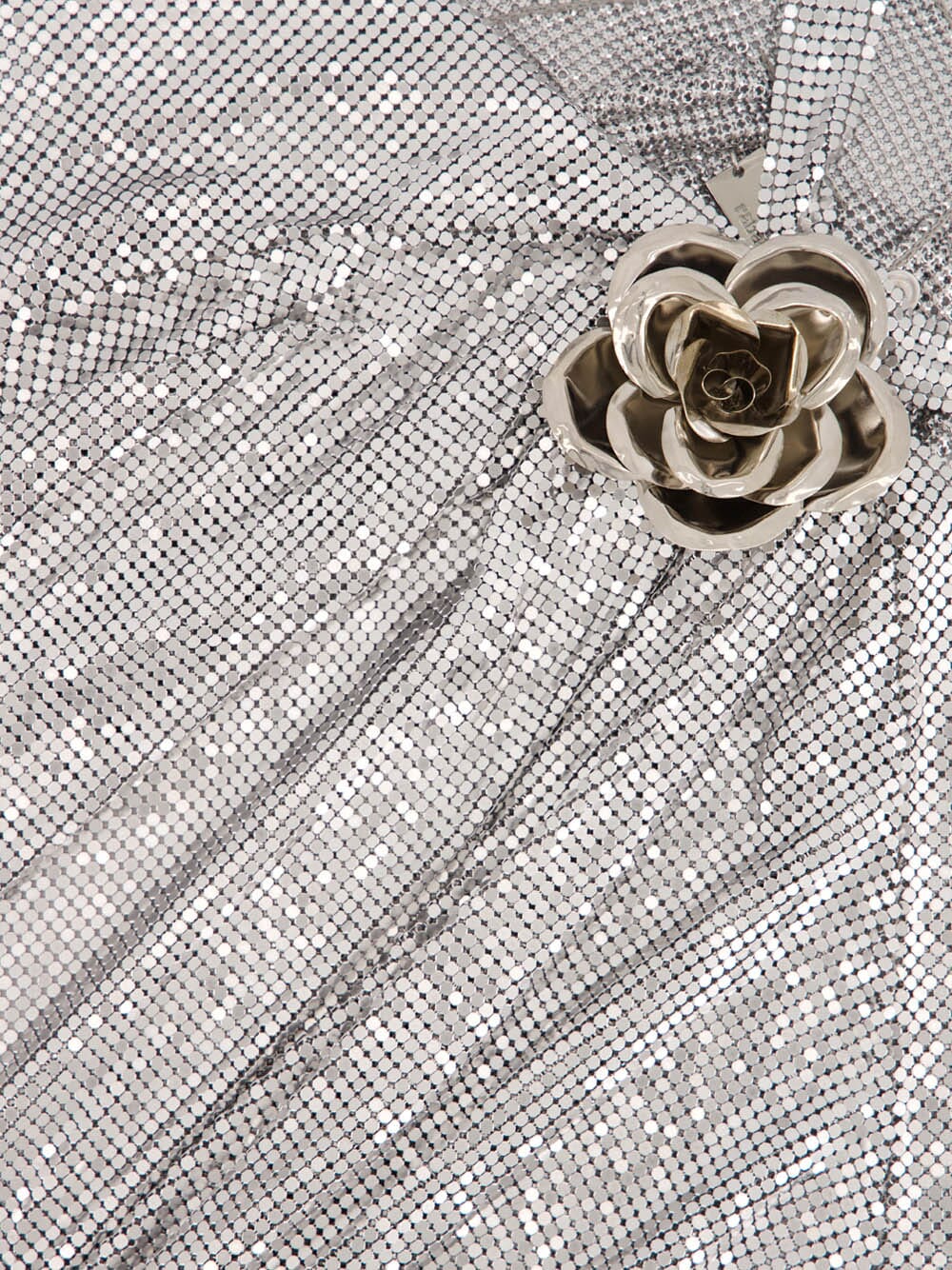 Silver Halter-Neck Top with Flower Detail - Image 3