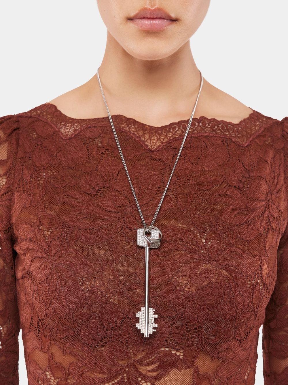 Silver Key Pendant Necklace - Image 2