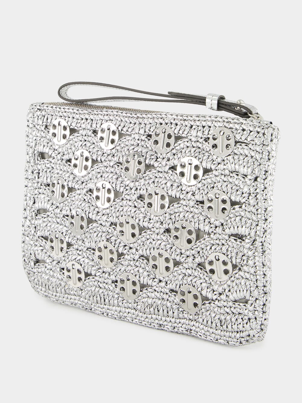 Silver Lurex Raffia Disc Pouch - Image 5