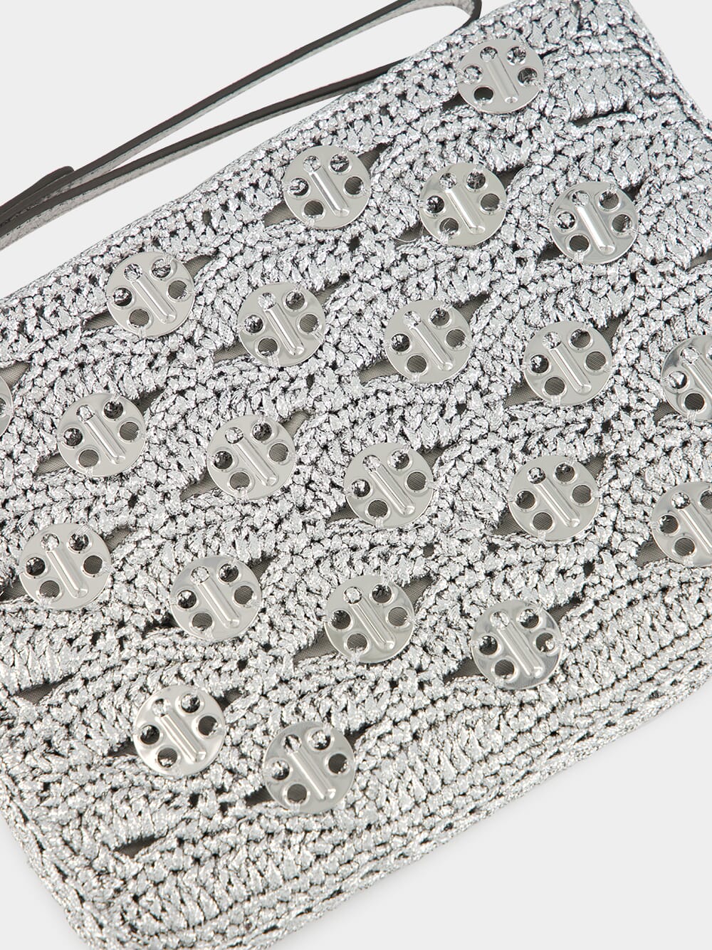 Silver Lurex Raffia Disc Pouch - Image 7