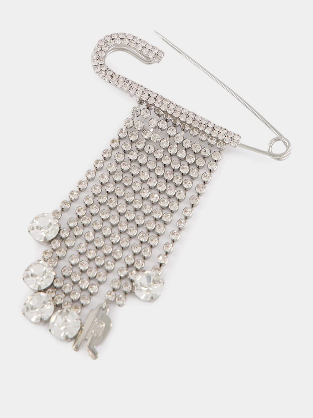 Silver Safety Pin Charm with Strass Fringe - Image 2
