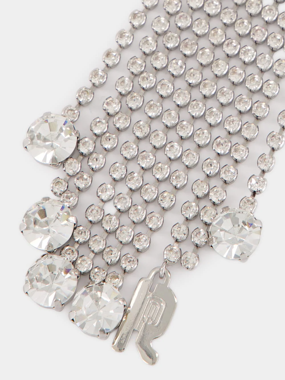 Silver Safety Pin Charm with Strass Fringe - Image 3