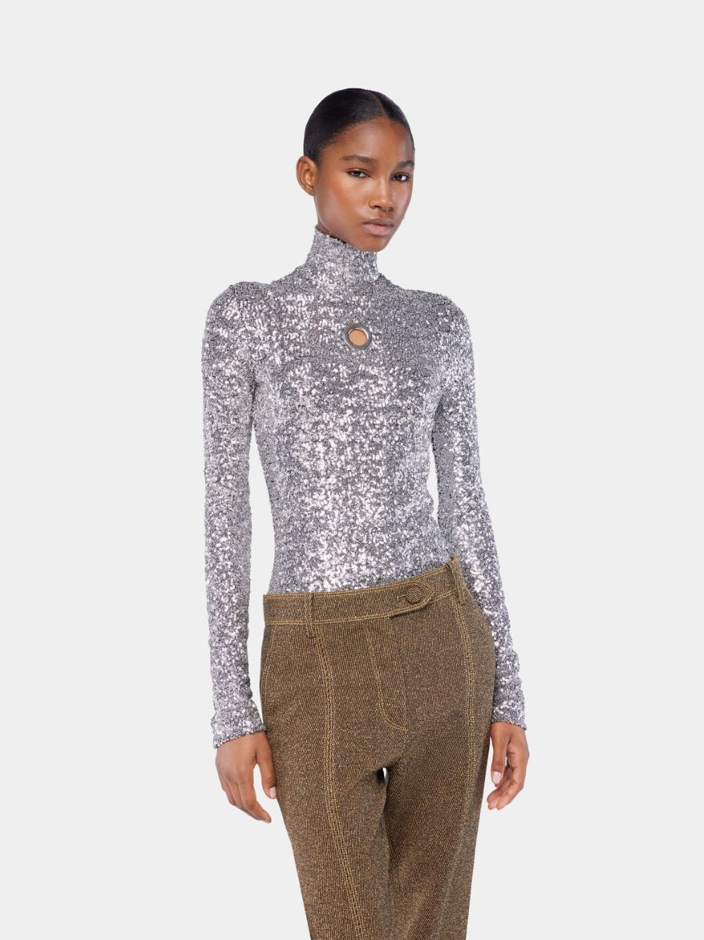 Silver Sequin Turtle-Neck Top - Image 2