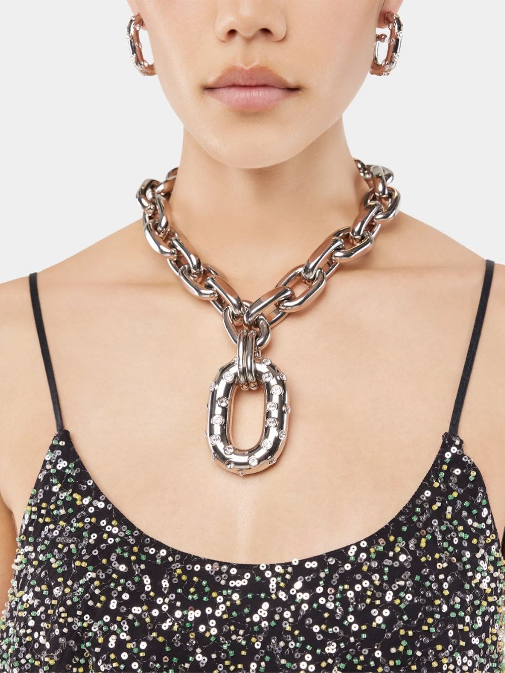 Silver XL Link Rhinestone Necklace - Image 2