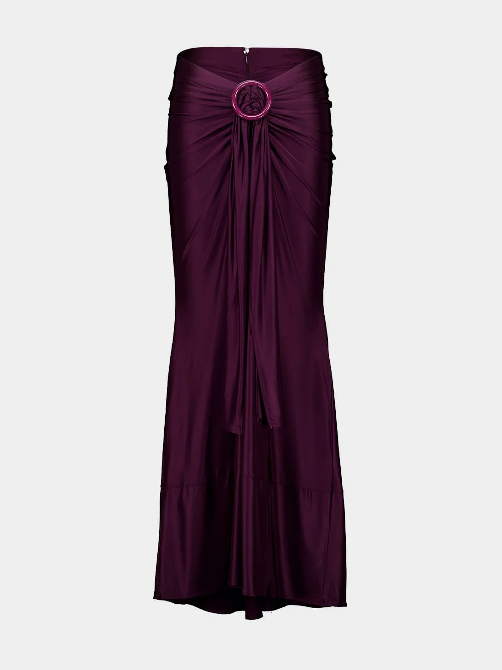 Magenta Ruched Viscose Maxi Skirt