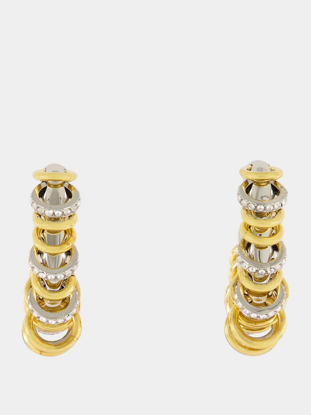 Small Punk XL Link Bicolor Silver and Gold Earrings