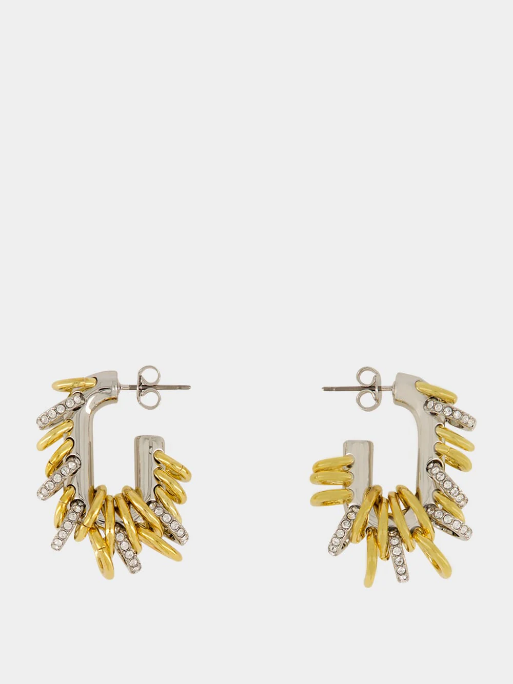 Small Punk XL Link Bicolor Silver and Gold Earrings - Image 3