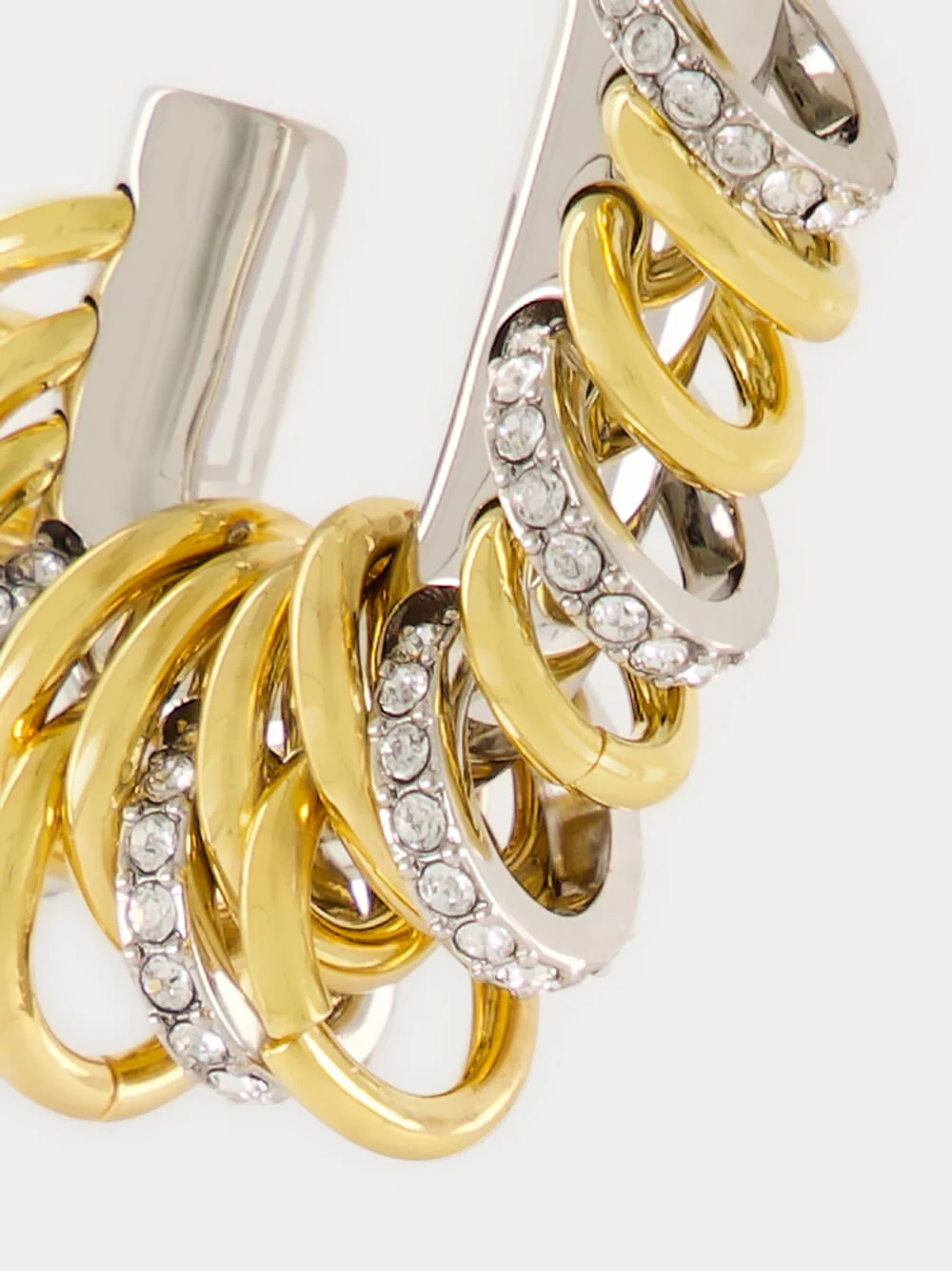 Small Punk XL Link Bicolor Silver and Gold Earrings - Image 4