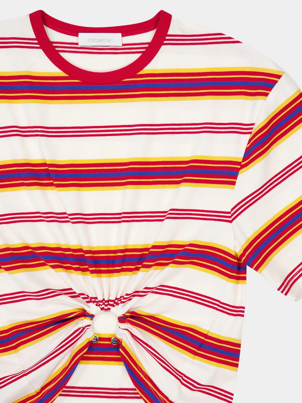 Striped Cream and Orange Cropped Jersey T-Shirt - Image 5