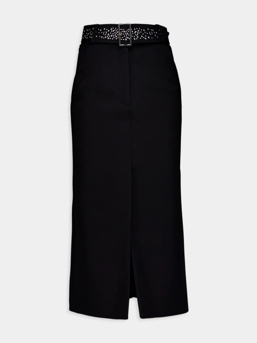 Studded-Belt Midi Skirt