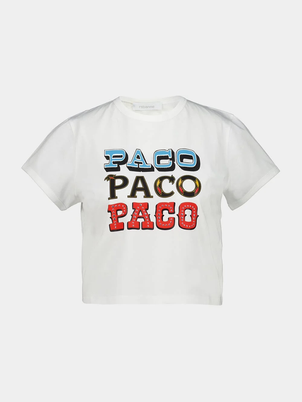 White Paco Logo Cropped T-Shirt - Image 2