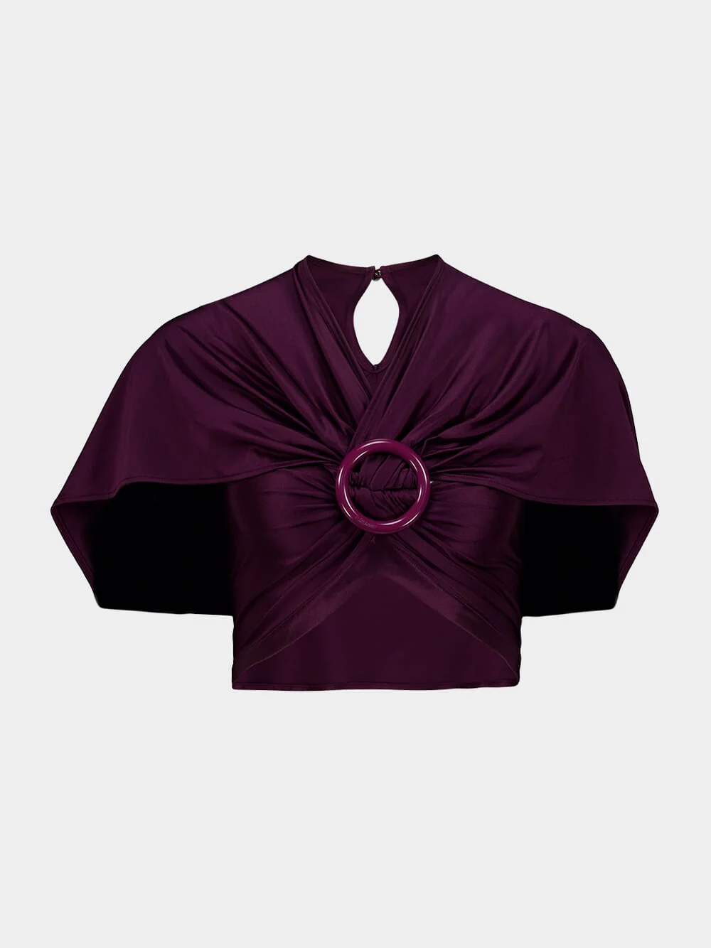 Magenta Ruched Cropped Viscose Top