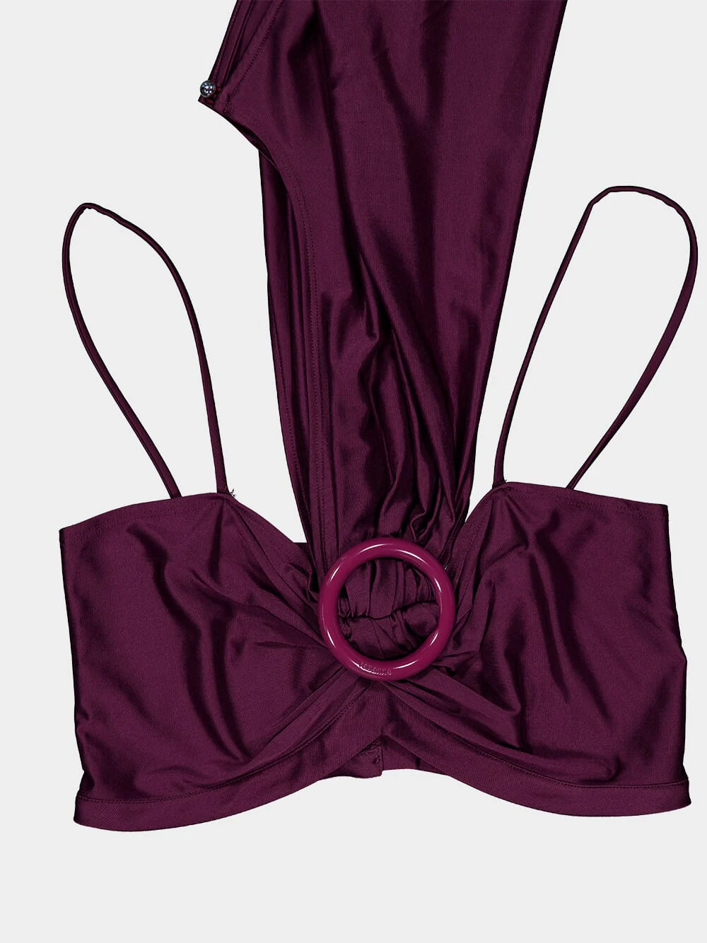 Magenta Ruched Cropped Viscose Top - Image 3