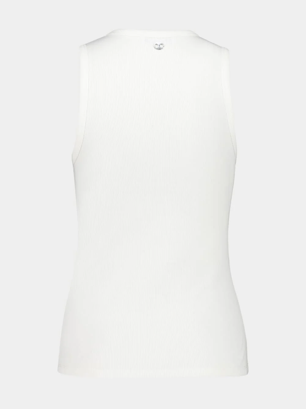 White Cotton Tank Top with Eyelet - Image 4