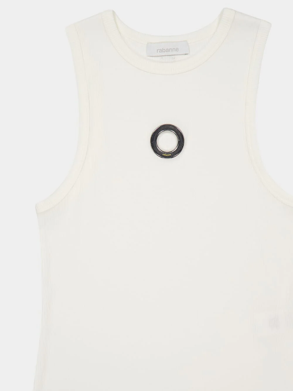 White Cotton Tank Top with Eyelet - Image 5