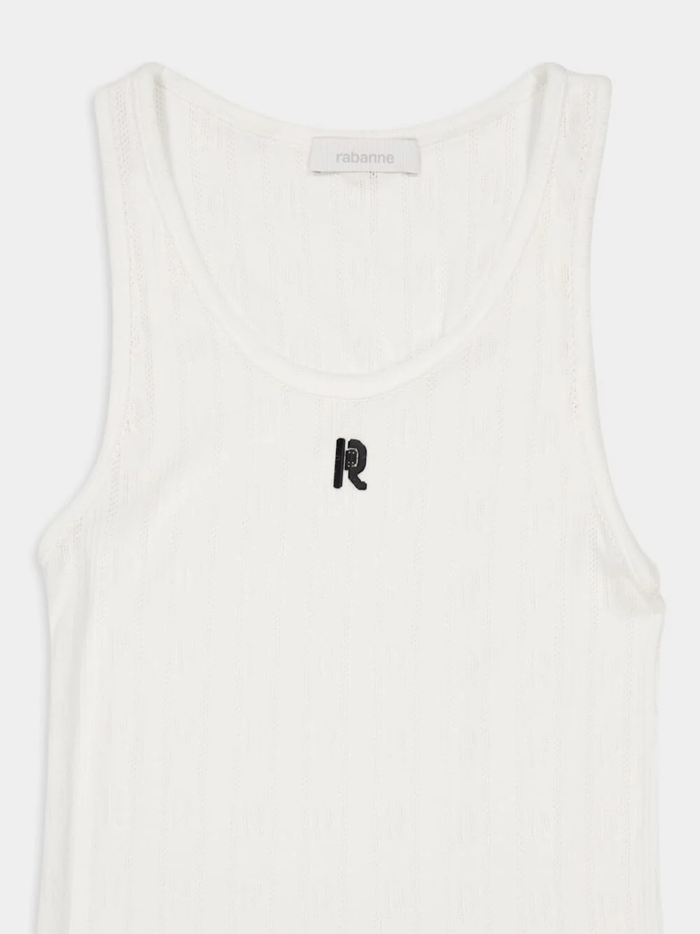 White Round-Neck Tank Top with Logo - Image 3