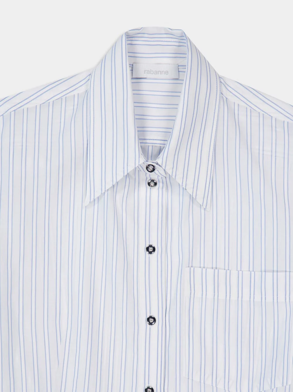 White Striped Cotton Poplin Shirt with Belt Detail - Image 12