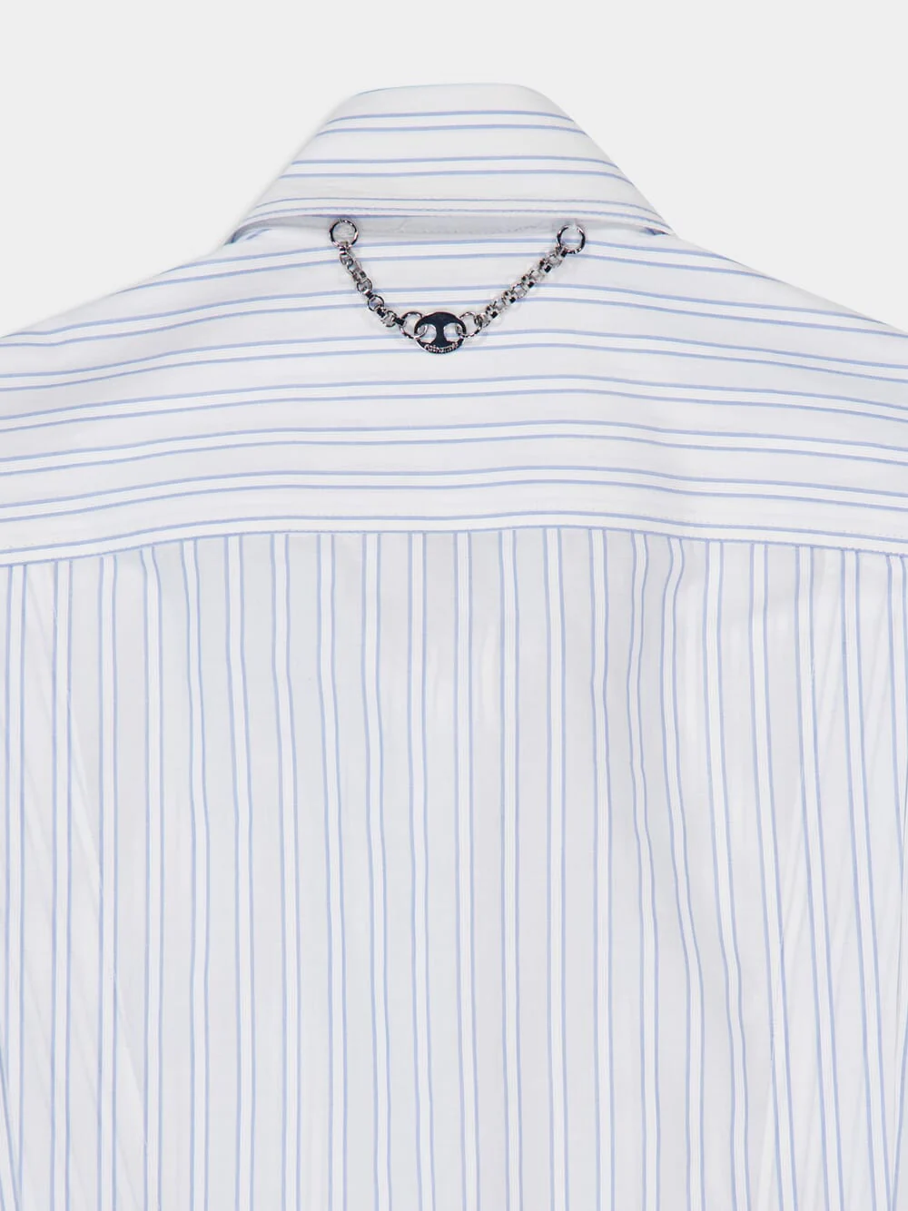 White Striped Cotton Poplin Shirt with Belt Detail - Image 14