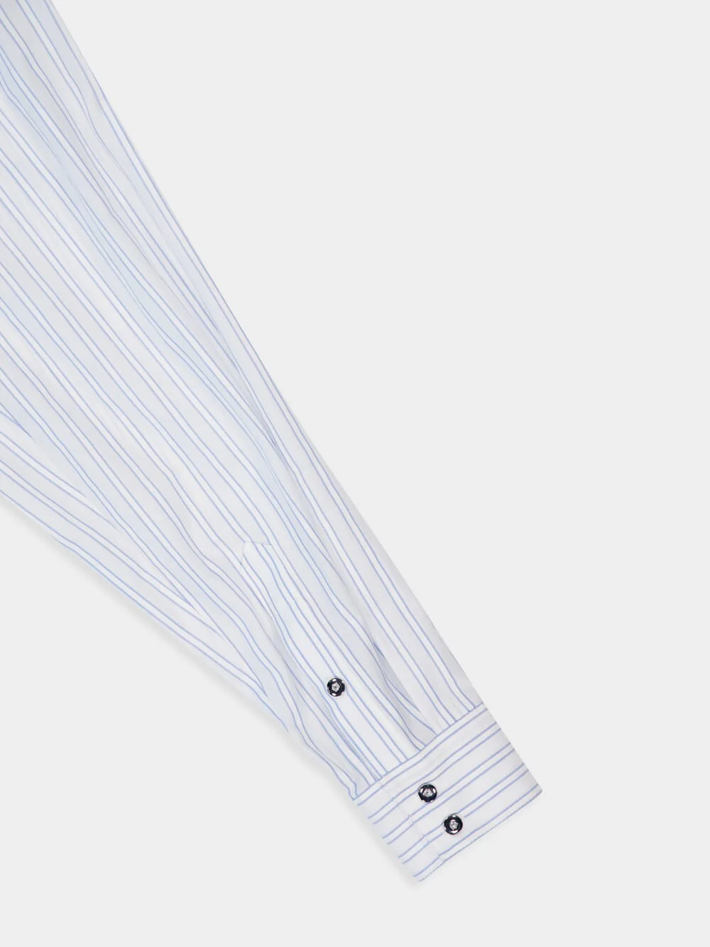 White Striped Cotton Poplin Shirt with Belt Detail - Image 6